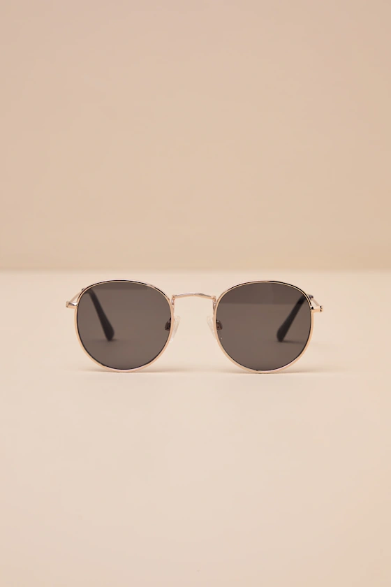 Lansana Gold Round Wire Sunglasses